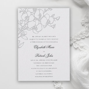 Orchid Veil Formal Traditional Ivory Wedding Invitation