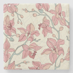 Orchid Vintage Pattern: Elegant Paper Stone Coaster