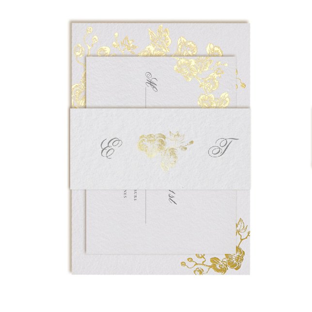 Orchid Vows Ivory Formal Classic Wedding Initials Invitation Belly Band (formal wedding invitation belly band 2 orchids gold foil modern classic traditional art ivory)