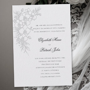 Orchid Waltz Formal Traditional Ivory Wedding Invitation