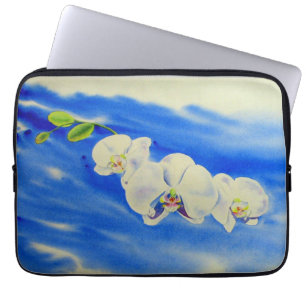 Orchid Watercolor painting, breeze, Clouds Laptop Sleeve