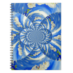 Orchid Watercolor painting, Clouds Mandala Notebook