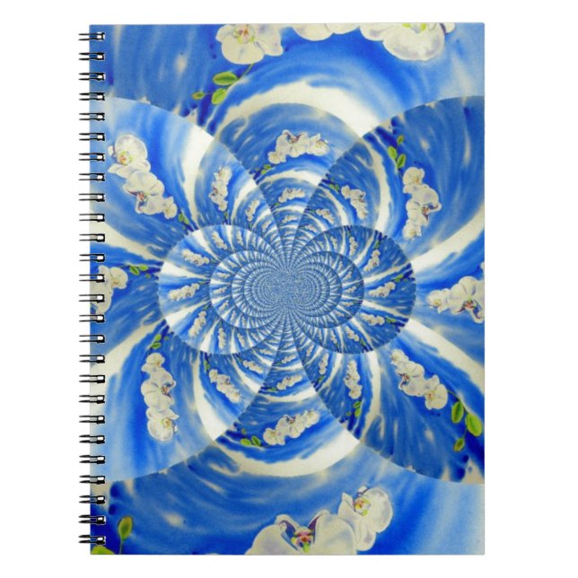 Orchid Watercolor painting, Clouds Mandala Notebook (Front)