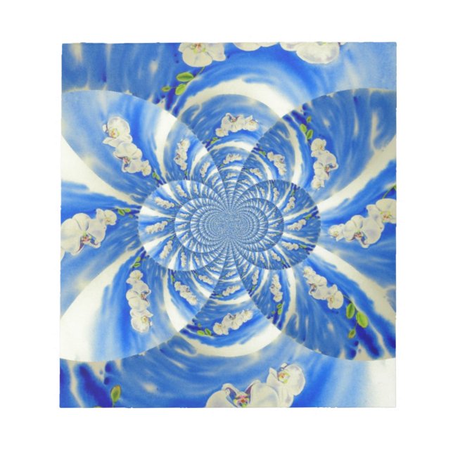 Orchid Watercolor painting, Clouds Mandala Notepad (Front)