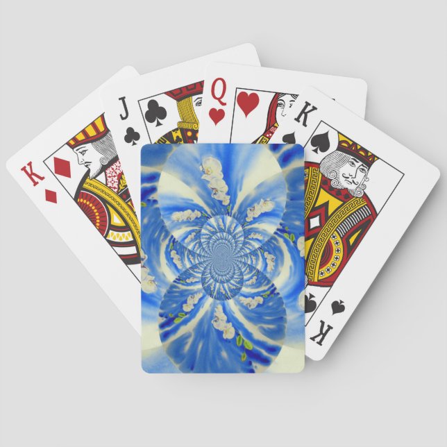 Orchid Watercolor painting, Clouds Mandala Playing Cards (Back)