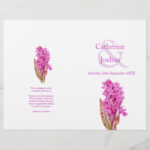 Orchid watercolor pink flat wedding program