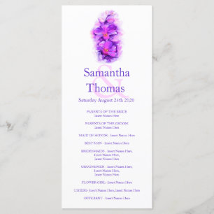 Orchid watercolor purple wedding program rack card