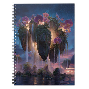 Orchid Waterfall Floating Island Fantasy Art Noteb Notebook