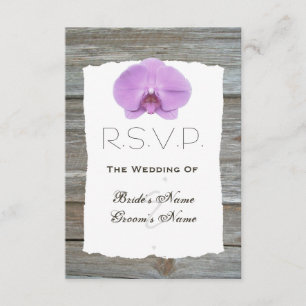Orchid Wedding RSVP - Barnwood Card