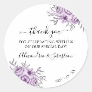 Orchid Wedding Thank You Classic Round Sticker
