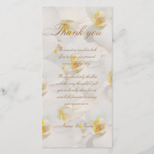Orchid wedding thank you classy white card