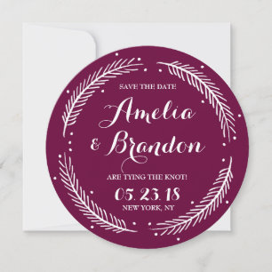 Orchid Whimsical Winter Wreath Save the Date Card