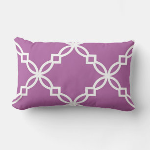 Orchid White Large Fancy Quatrefoil Pattern Lumbar Cushion