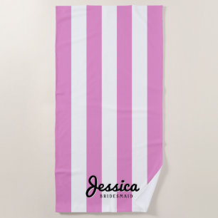 Orchid & White Stripe   Bridesmaid Beach Towel