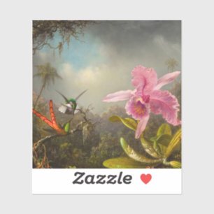 Orchid with Two Hummingbirds Heade