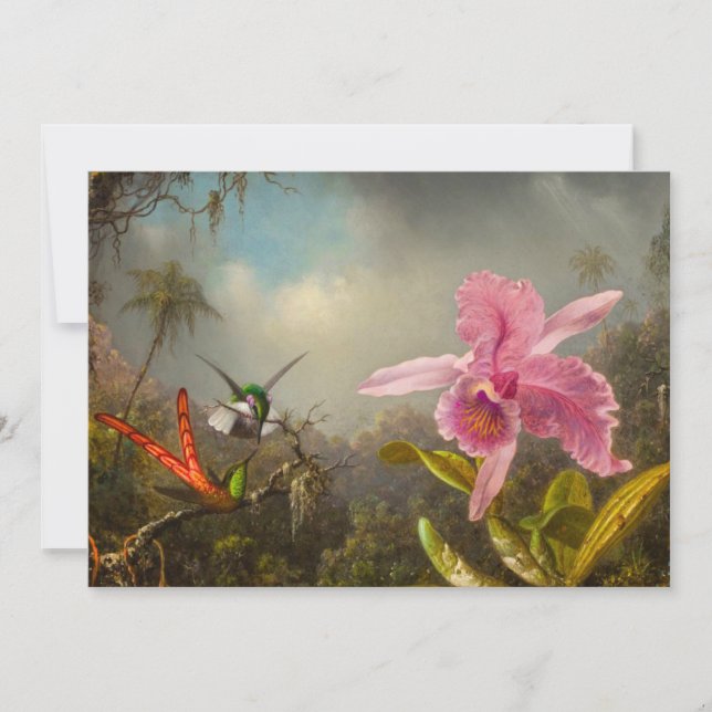 Orchid with Two Hummingbirds Heade Invitation (Front)
