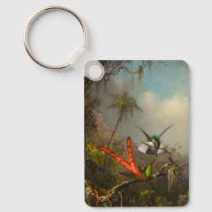 Orchid with Two Hummingbirds Heade Key Ring