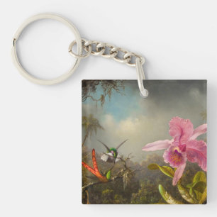 Orchid with Two Hummingbirds Heade Key Ring