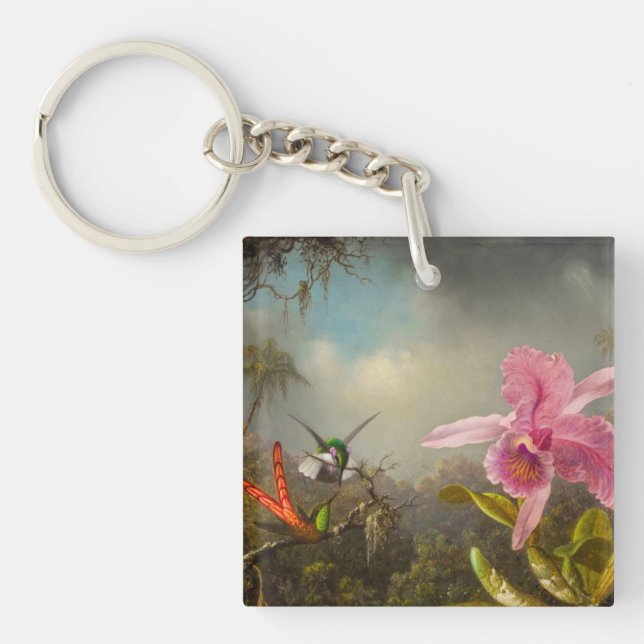 Orchid with Two Hummingbirds Heade Key Ring (Front)