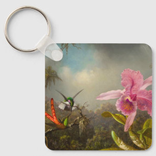 Orchid with Two Hummingbirds Heade Key Ring