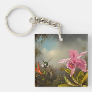 Orchid with Two Hummingbirds Heade Key Ring