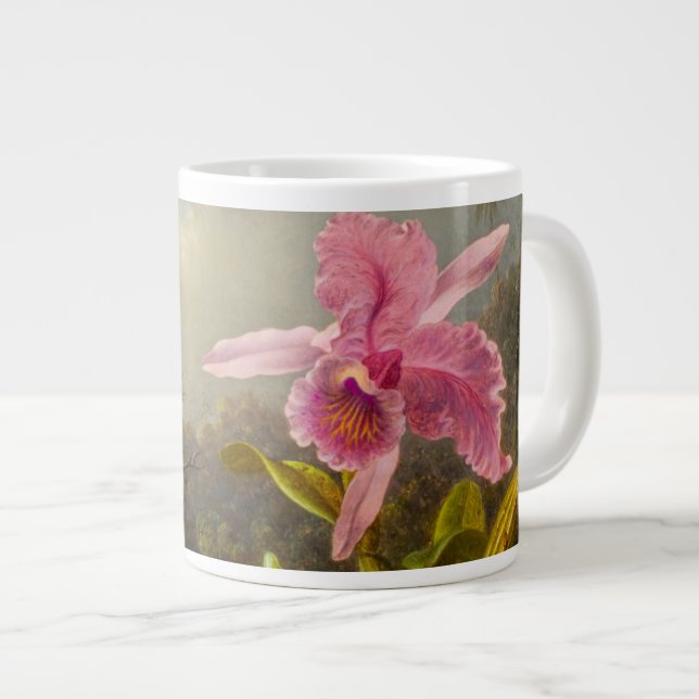 Orchid with Two Hummingbirds Heade Large Coffee Mug (Front Right)
