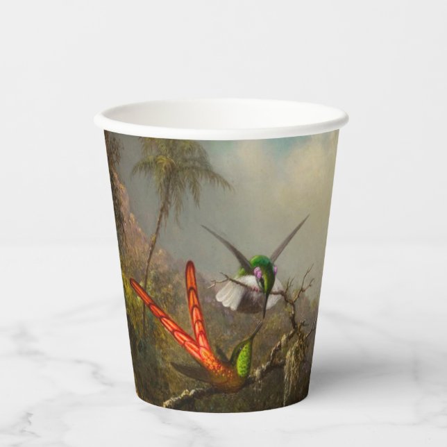 Orchid with Two Hummingbirds Heade Paper Cups (Front)