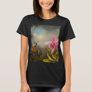 Orchid with Two Hummingbirds Heade T-Shirt