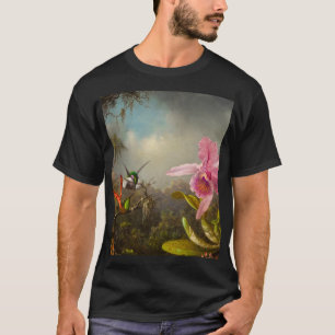 Orchid with Two Hummingbirds Heade T-Shirt