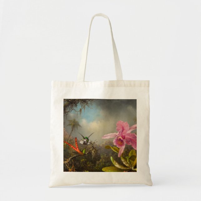 Orchid with Two Hummingbirds Heade Tote Bag (Front)
