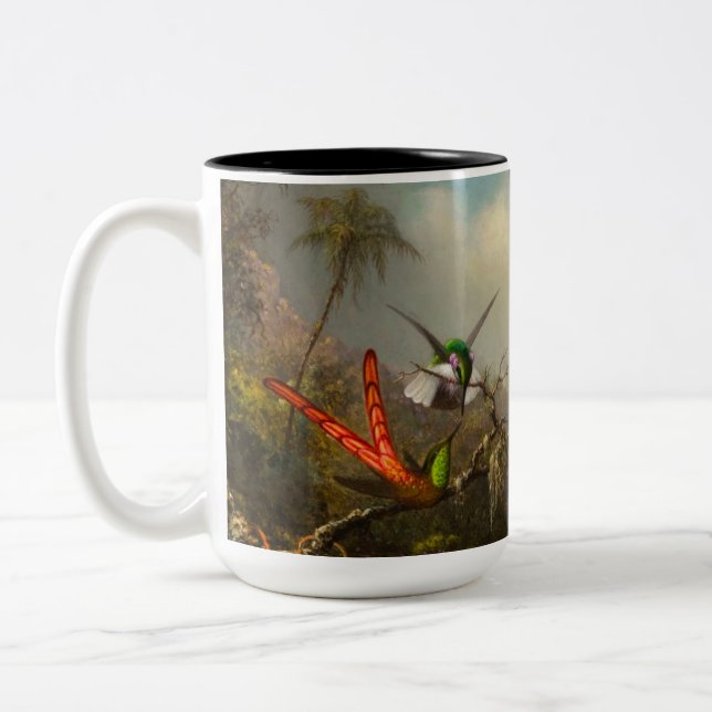 Orchid with Two Hummingbirds Heade Two-Tone Coffee Mug (Left)