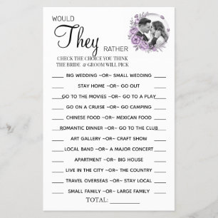 Orchid Would They Rather shower game card