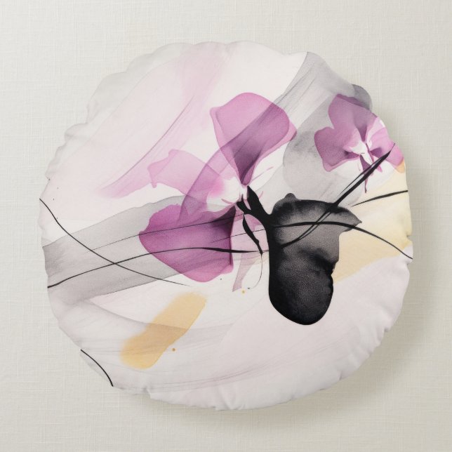 Orchids abstract pattern background  round cushion (Front)
