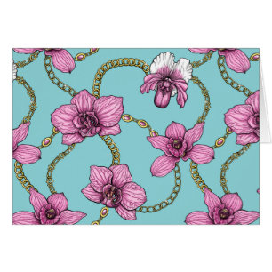 Orchids and chains, pink and blue