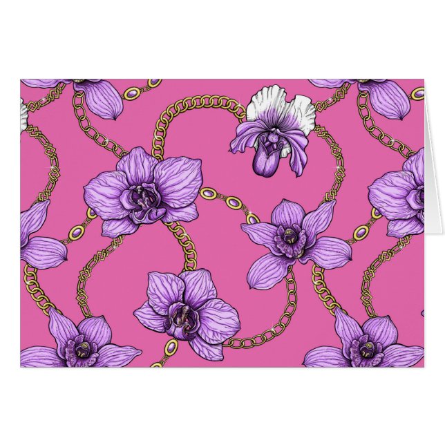 Orchids and chains, violet and pink (Front Horizontal)