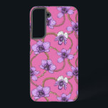 Orchids and chains, violet and pink samsung galaxy case<br><div class="desc">Hand- pained vector pattern with orchid flowers and gold chains</div>