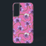 Orchids and chains, violet and pink samsung galaxy case<br><div class="desc">Hand- pained vector pattern with orchid flowers and gold chains</div>