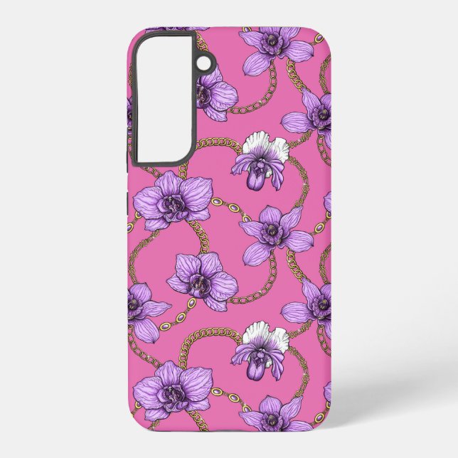 Orchids and chains, violet and pink samsung galaxy s22+ case (Back)
