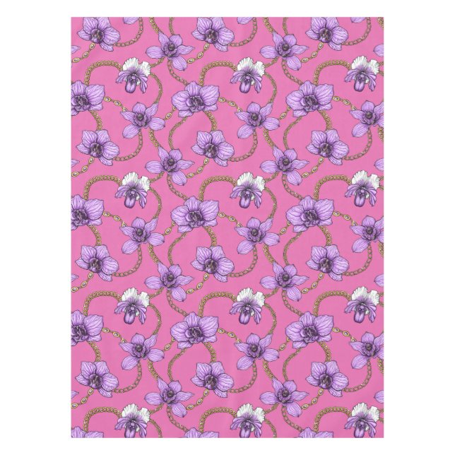Orchids and chains, violet and pink tablecloth (Front)