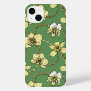 Orchids and chains, yellow and kelly green iPhone 14 plus case