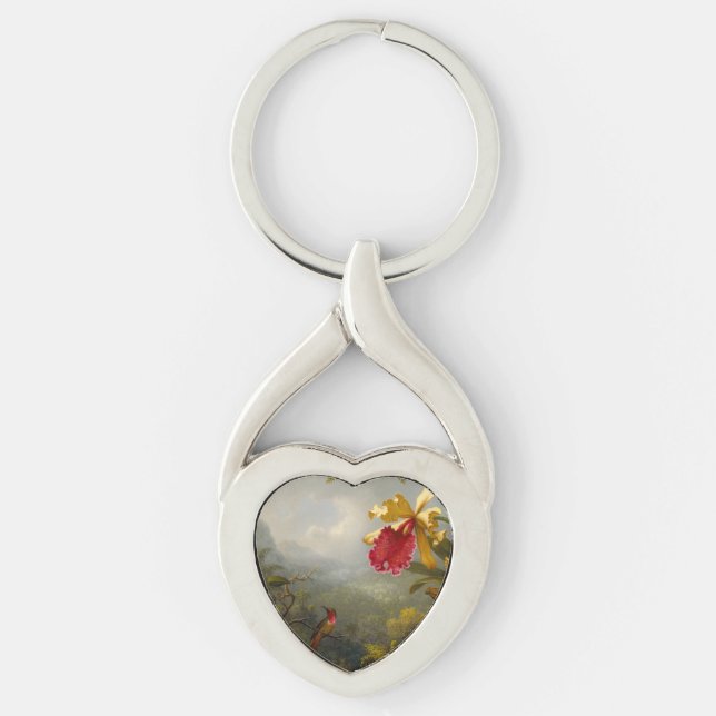 Orchids and Hummingbird Heade Key Ring (Front)