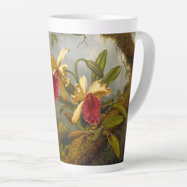 Orchids and Hummingbird Heade Latte Mug (Right Angle)