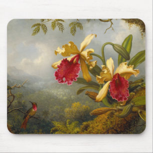Orchids and Hummingbird Heade Mouse Pad