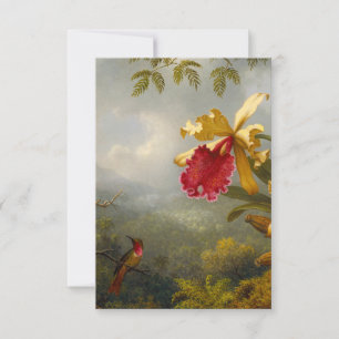 Orchids and Hummingbird Heade RSVP Card