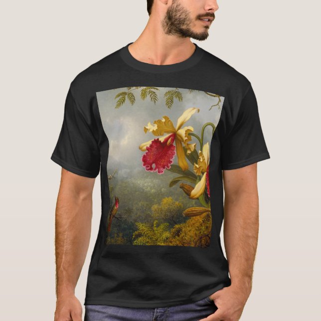 Orchids and Hummingbird Heade T-Shirt (Front)