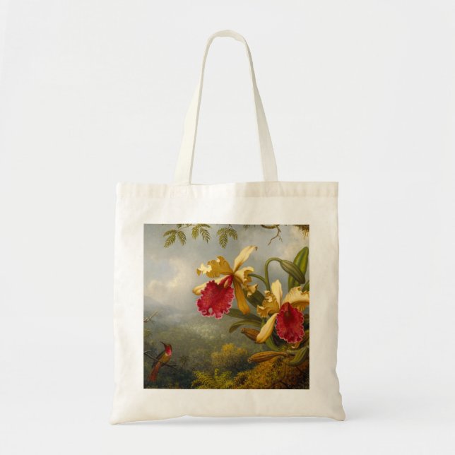 Orchids and Hummingbird Heade Tote Bag (Front)
