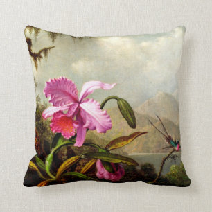 Orchids and Hummingbirds near a Mountain Lake Cushion