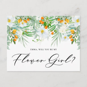 Orchids and Kumquats Will You Be My Flower Girl Postcard