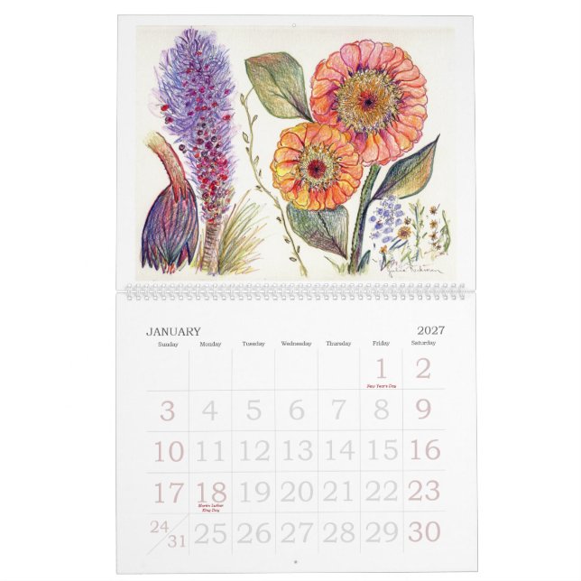 Orchids and Other Flowers Calendar (Jan 2027)