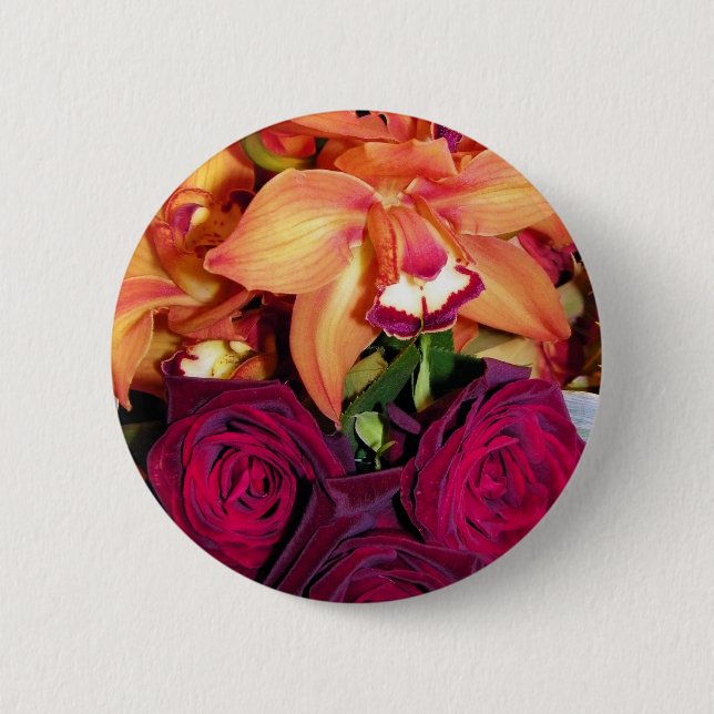 Orchids and Roses_ 6 Cm Round Badge (Front)